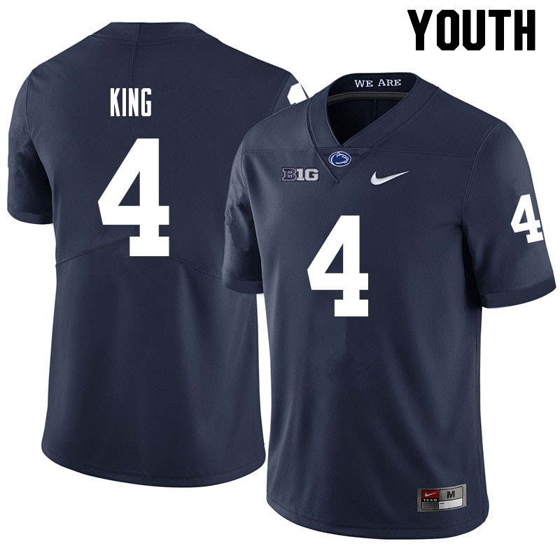 Youth #4 Kalen King Penn State Nittany Lions College Football Jerseys Sale-Navy - Click Image to Close